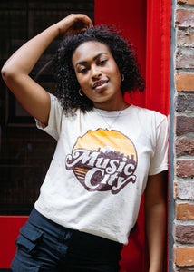 Retro Sunset Tee - Ivory