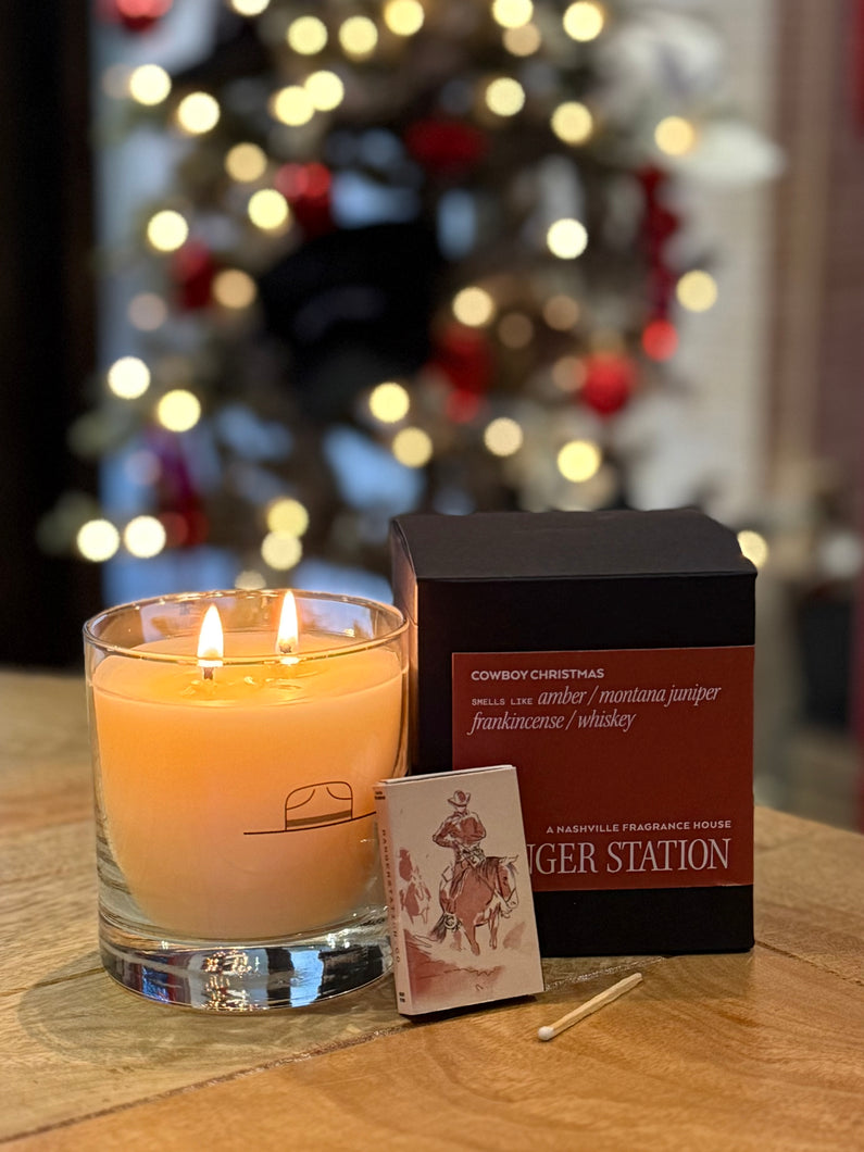 Cowboy Christmas Candle